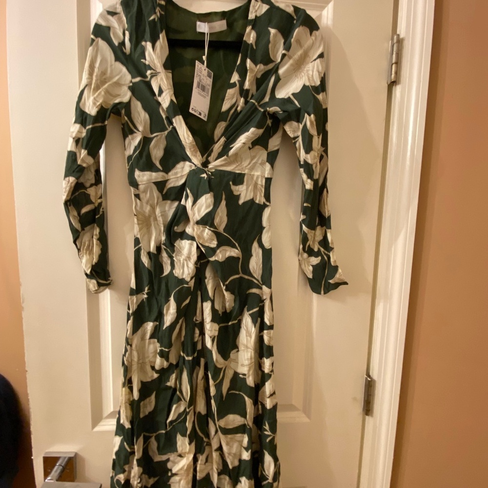 Mango Green floral women’s midi dress